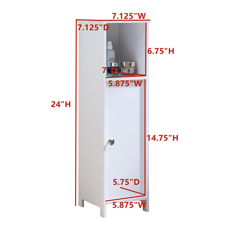 Armoire de rangement pour salle de bain avec portes à persiennes doubles et tablette réglable pour organiser les articles de toilette et les serviettes dans les salles de bain compactes ou d'invités avec une conception verticale autoportante mince