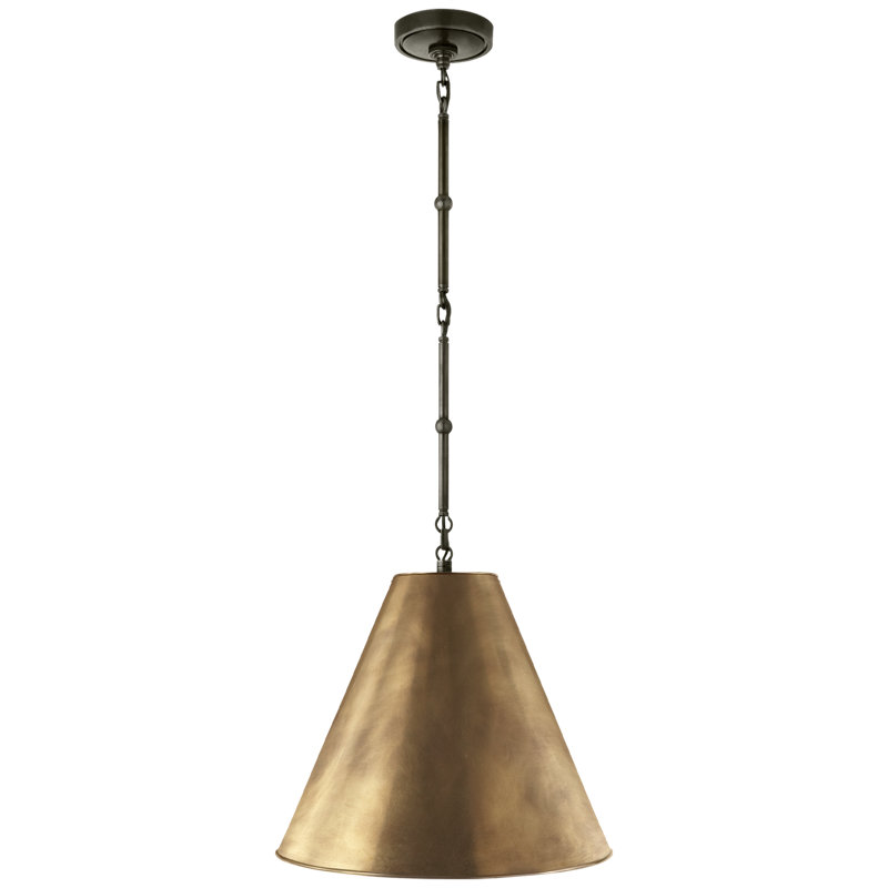 Thomas O'Brien Goodman Small Hanging Light, Antique Brass, Bronze, 40.5" H x 15" W x 15" D