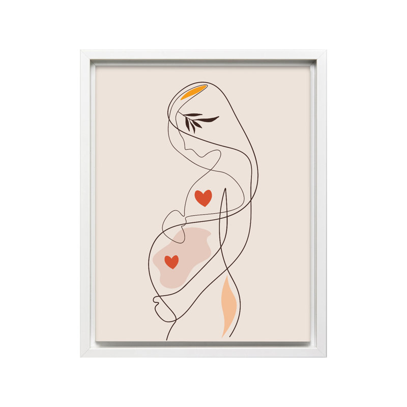 Dessin de femme enceinte n ° 2, Canvas, White Framed, 16"H x 20"W