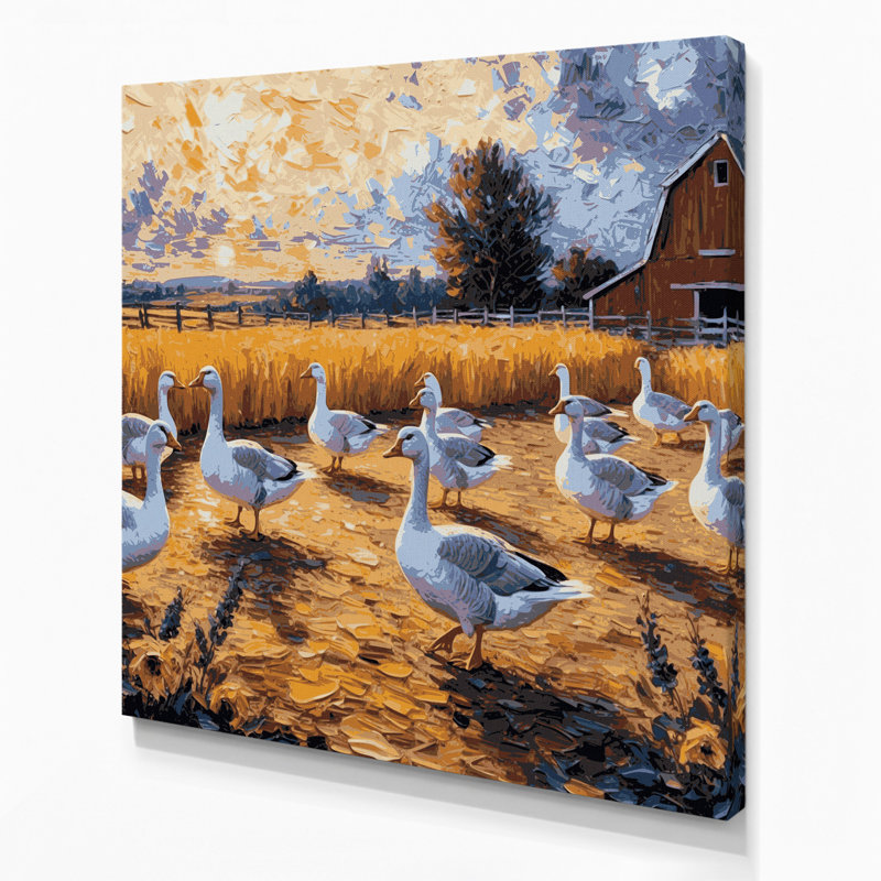 «Farm Geese Brown», art mural sur toile, H 12 po x l 12 po