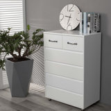 Six drawer side table-Multi Storage Function: White color cabinet with 6 drawers Simple design