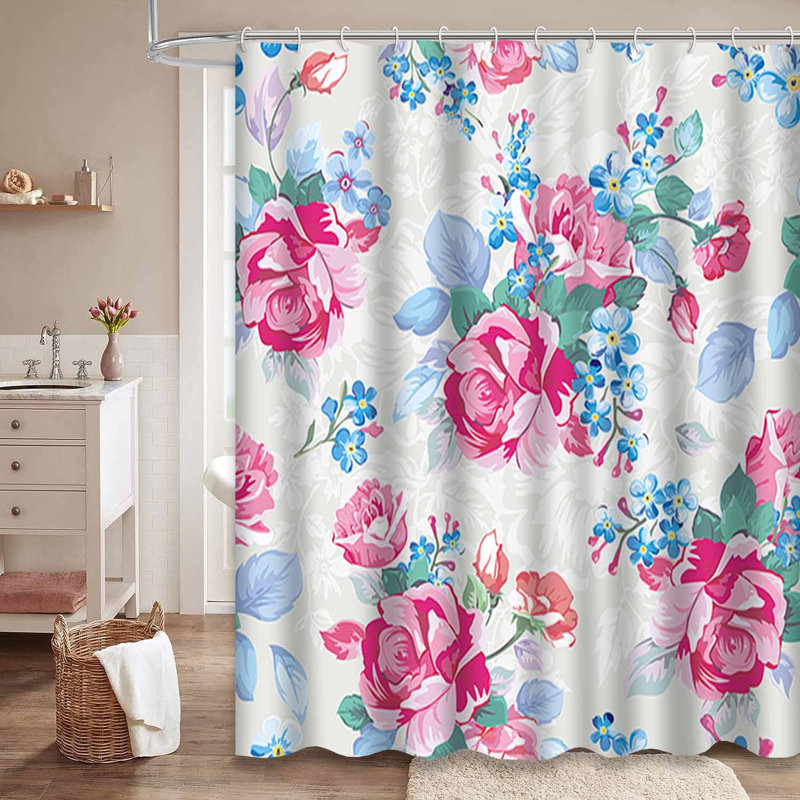 Rideau de douche imperméable à l'eau avec 12 crochets, L 72 po x l 78 po