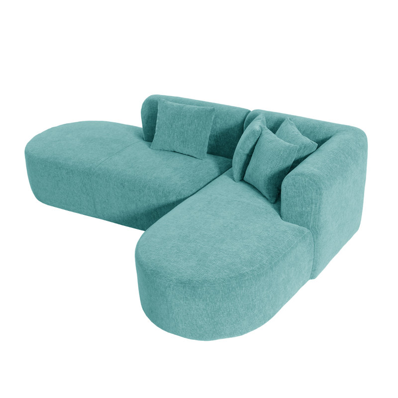 Canapé modulaire en L 107,5 po Boneless, Polyester bleu