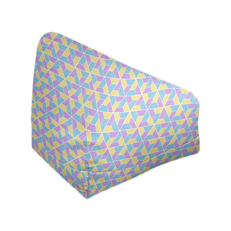 Fauteuil à billes Leffel, Pouf fauteuil, H 27 po x L 30 po x P 25 po, Violet/bleu/jaune