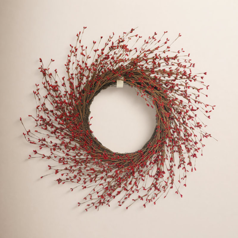 22'' W Artificial Twig Wreath , Red