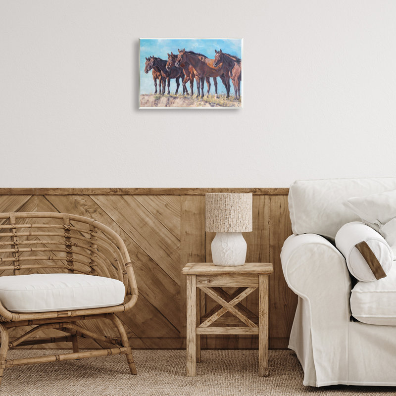 «Horse Herd Over donnering Desert», art mural sur bois par David Graham, H 10 po x l 15 po