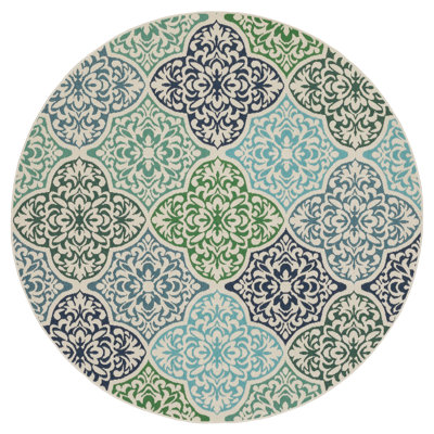 Aganlane Morrocan Medallions Blue/ Green Indoor/Outdoor Area Rug