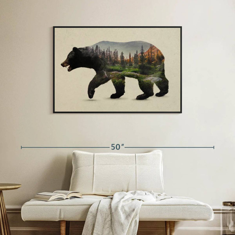 L'ours noir nord-américain, Cadre flottant noir, 40 po x 27 po