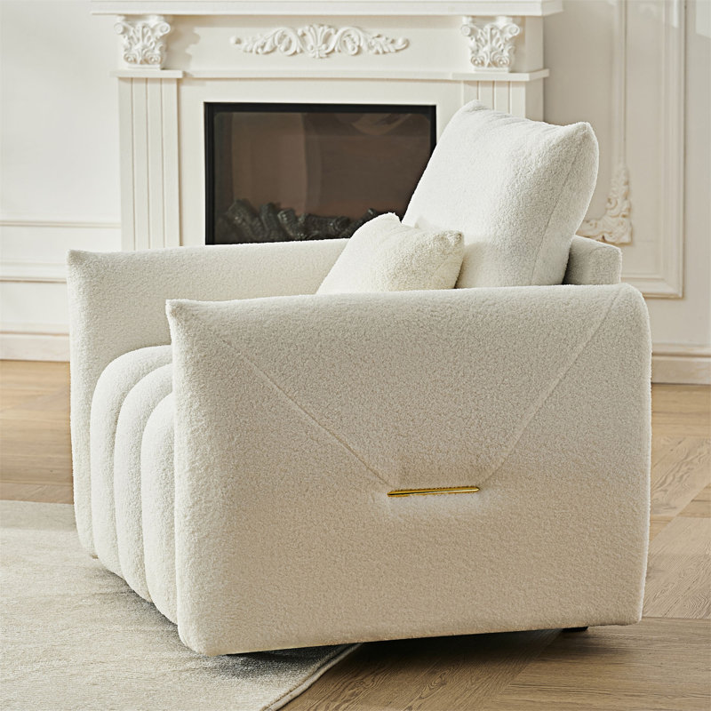 Chaise rembourrée avec coussin, Blanc cassé
