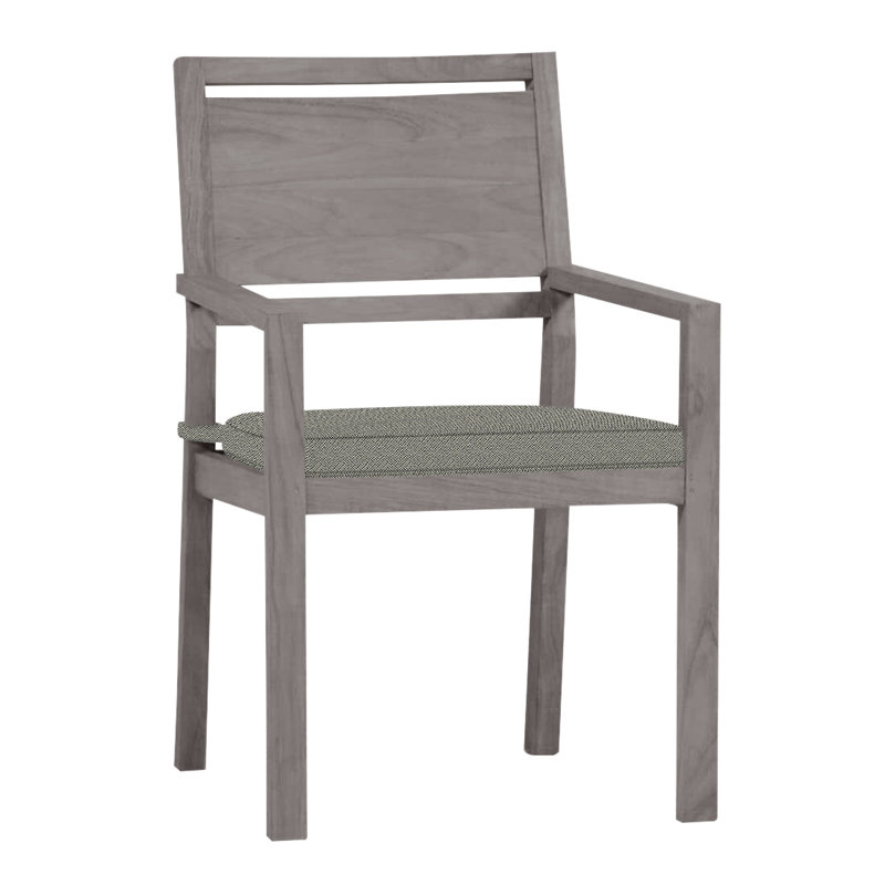 Avondale Patio Dining Armchair with Cushions, Welt, Intermix Bark, Oyster Teak