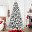 Arbre de Noël à charnière floqué avec lumières DEL, boule G45, fil mémoire et support en métal stable-1596203124