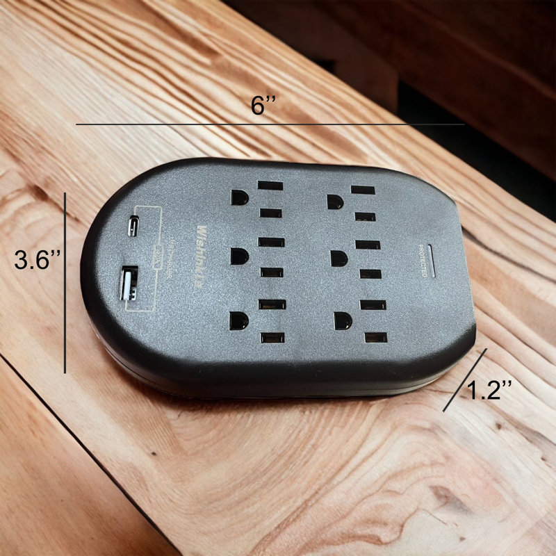 Extension de prise de courant avec USB, extension de prise 6 en 1 SHD