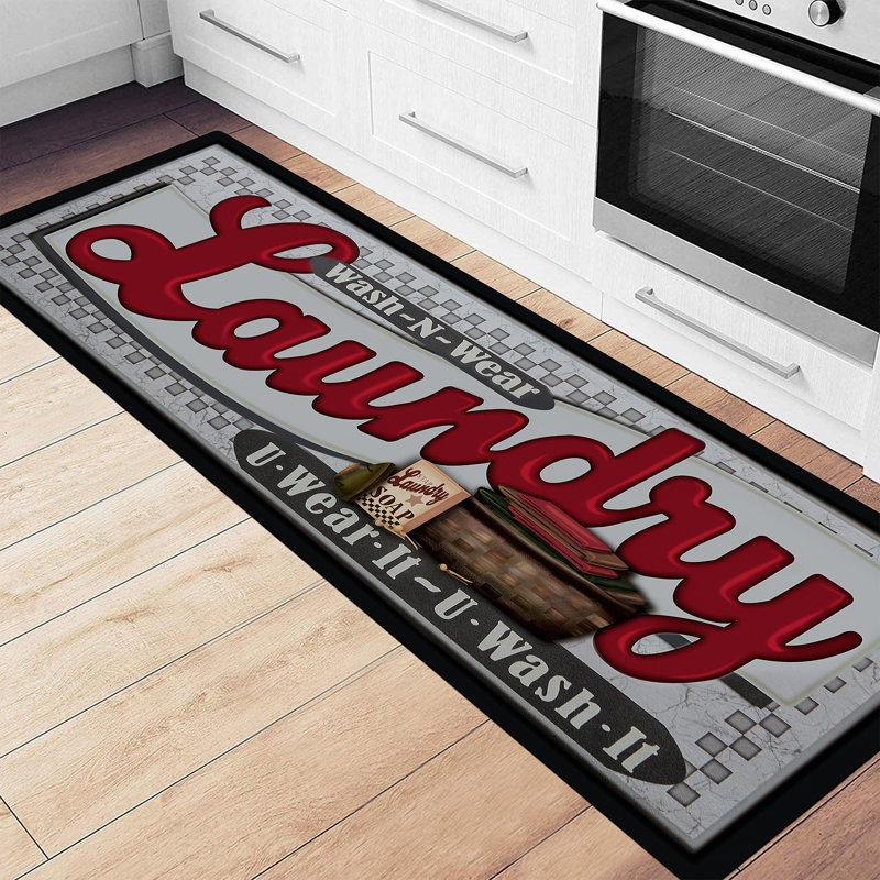 Tapis de cuisine antidérapant Laundry Room, Gris