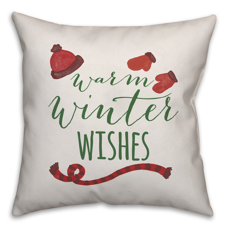  Coussin Warm Winter Wishes, 16 po x 1 po, Housse de coussin seulement - Insert