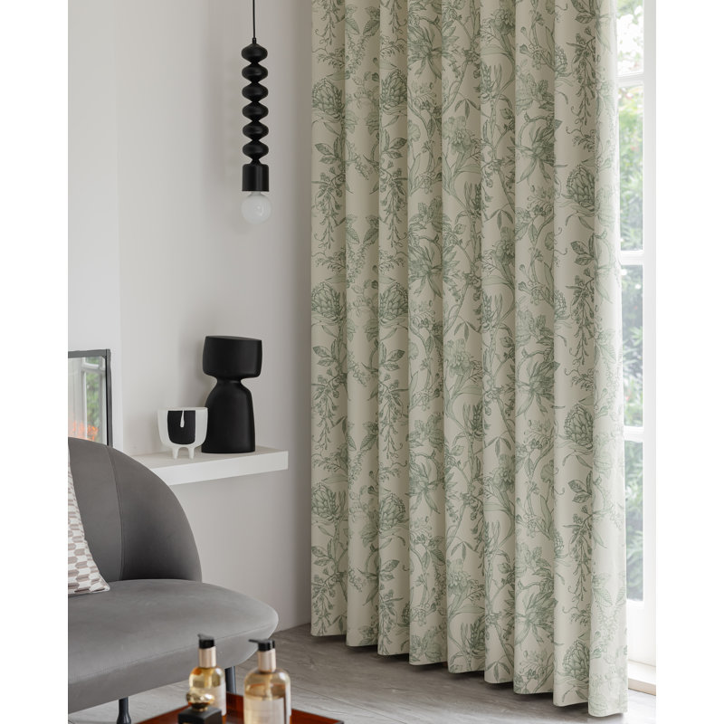 Ella Room Darkening Curtain Panel Pair, 50" W x 84" L, Sage/Cream