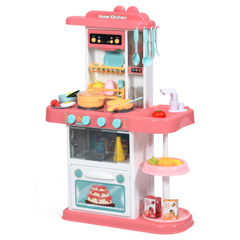 Kids Cooking Kitchen Toy Set, Pink