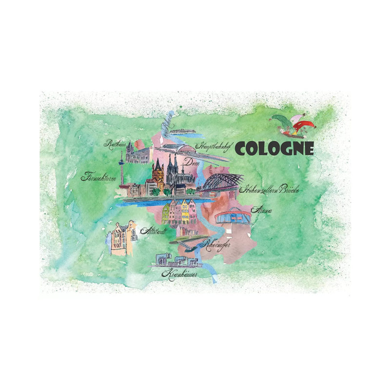 Cologne, Germany Travel Poster by Markus & Martina Bleichner - Wrapped Canvas Gallery-Wrapped Canvas Giclée