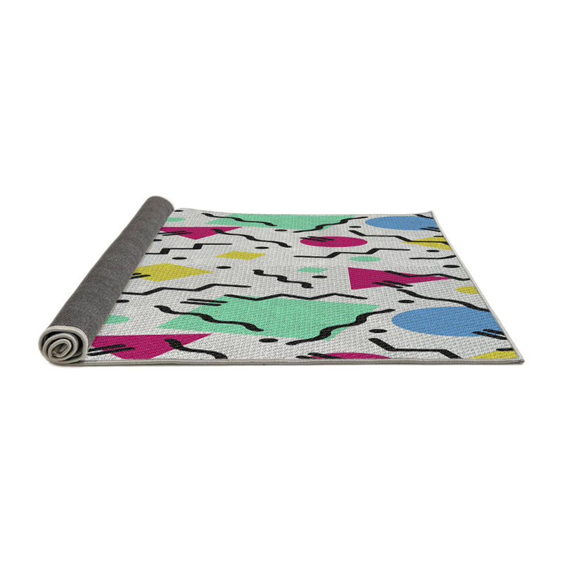 Tapis motif rose/vert/jaune, Rond 7 pi