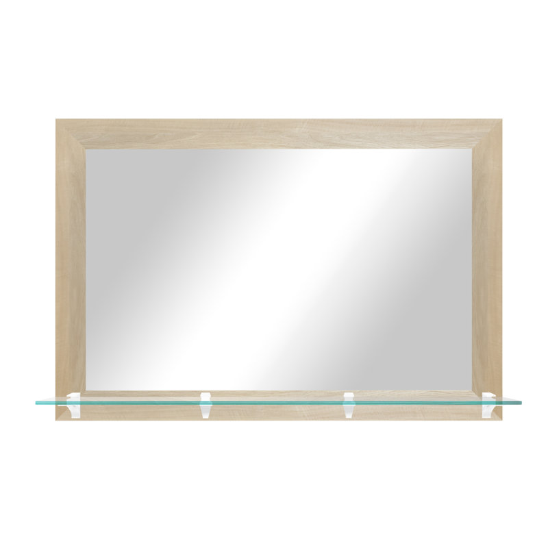Matsuichi Mirror with Shelves, 32.5" x 48", Industrial Steel Brass/White