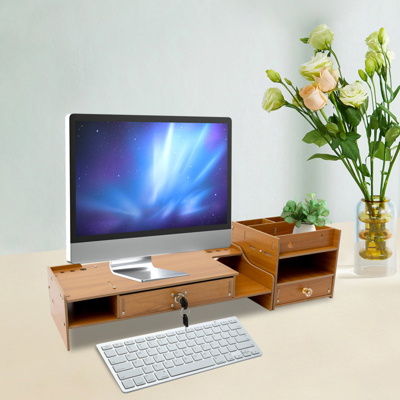 Desktop Monitor Stand Computer Monitor Booster Stand, Brown