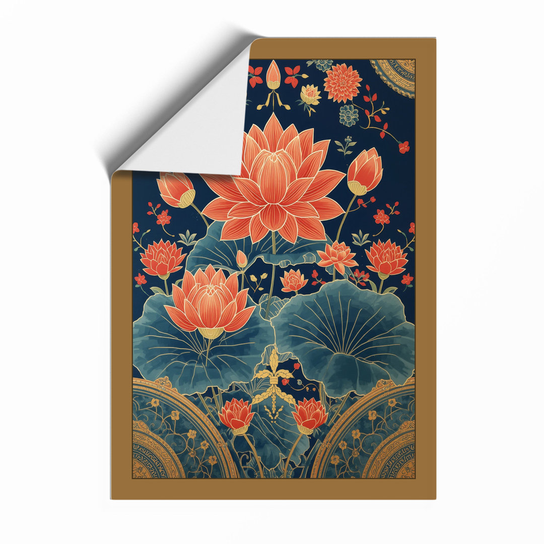 Lotus and Lily Pads Botanical - Framed Print