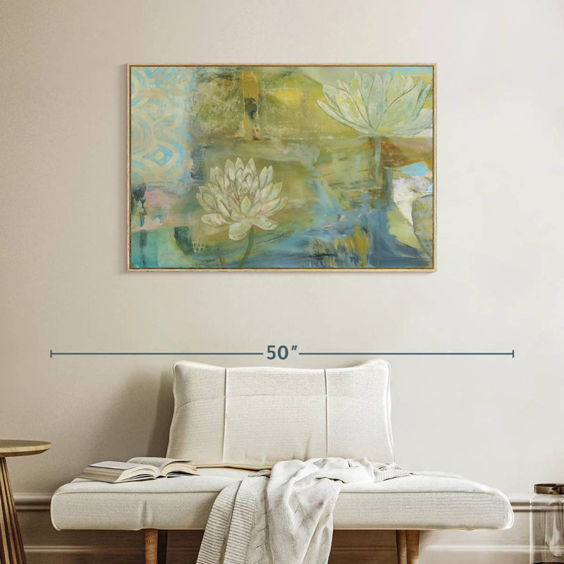 Lotus Dream, Cadre flottant en bois naturel, 40 po x 27 po