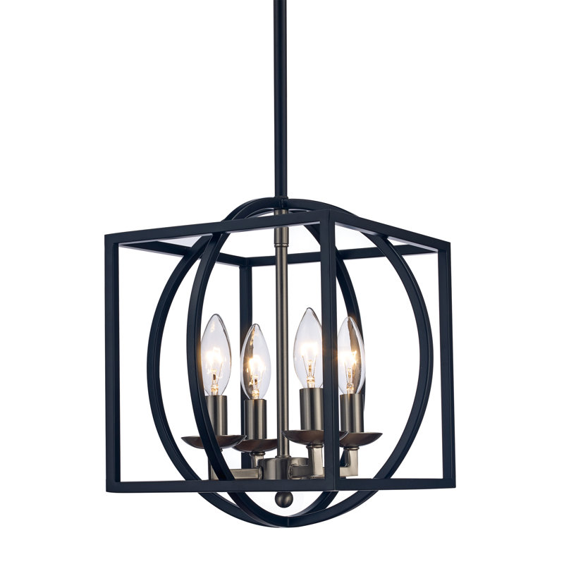 Lustre géométrique à 6 lumières de style bougie Nevels, Nickel brossé