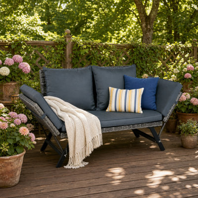 1 PCS Patio Wicker Side Foldable Bench