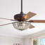 Ventilateur de plafond avec lumière et télécommande, pales en contreplaqué rétro de 52 pouces, moteur à courant continu réversible, finition café, pour le salon