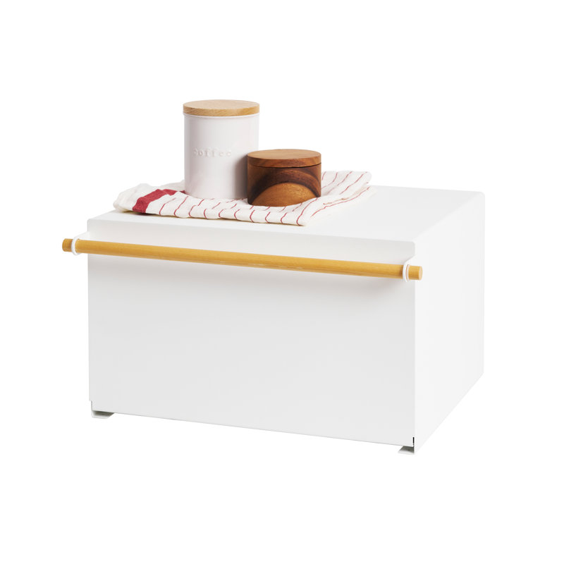 White Steel and Wood Two-Tier Bread Box