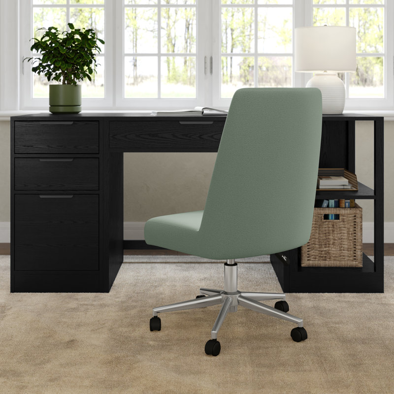 Chaise de bureau Martha Stewart, Nickel poli, Sauge