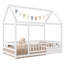 Lit simple en bois avec cadre de toit, garde-corps de clôture, blanc-667104696-667104698