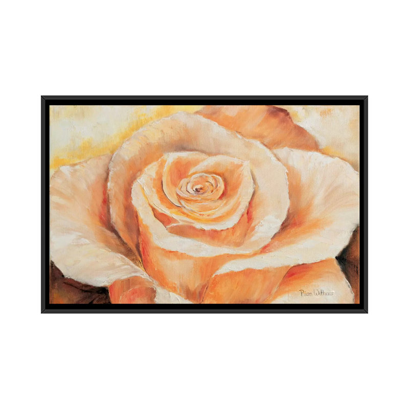 «Rose in Détail», reproduction sur toile, H 18 po x l 26 po x P 1,5 po, Toile avec cadre noir, Pas de tapis