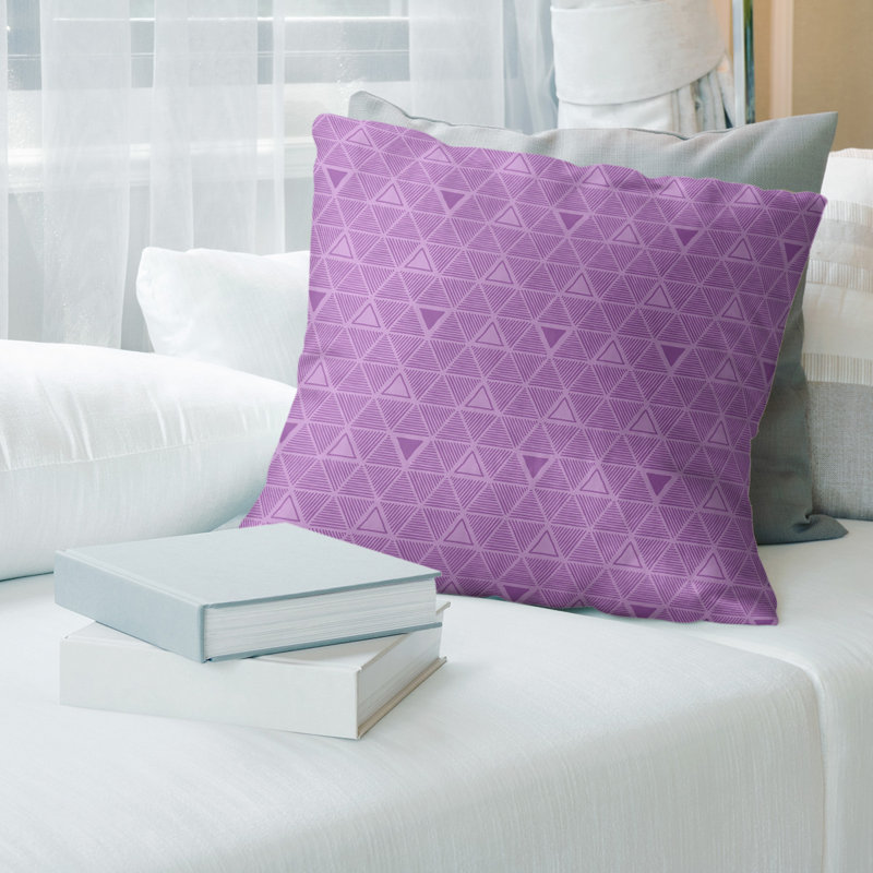 Coussin décoratif triangles dessinés à la main, H 16 po x l 16 po, Duvet synthétique, Orange
