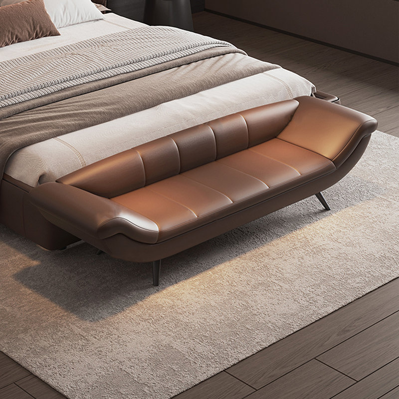 Banc en cuir brun de style moderne pour chambre et vestibule brun, Brun