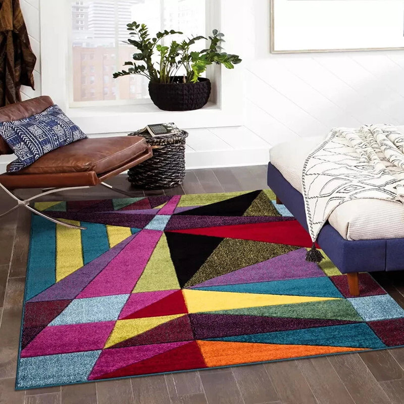Polygon Geometric Polypropylene Rug – Non-Slip, Durable Floor Mat for Living Room, Rectangle 160 x 230cm