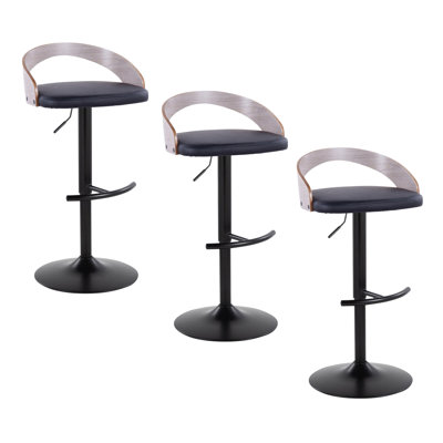 Laurenzio Adjustable Bar Stools with Rounded T Footrest (Set of 3)