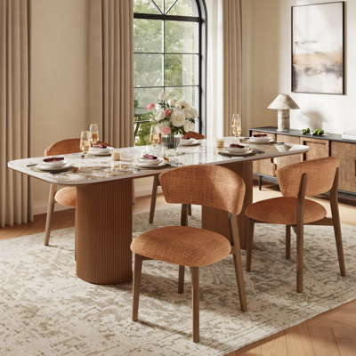 71"Modern Rectangular Dining Table Sets, Sintered Stone Dining Table with 6 Not Assembled Dining Chairs