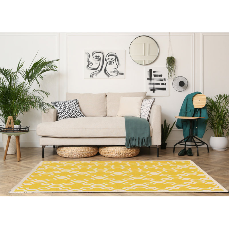 Hand Hooked Wool Geometric Indoor Rug, Rectangle 5' x 7'