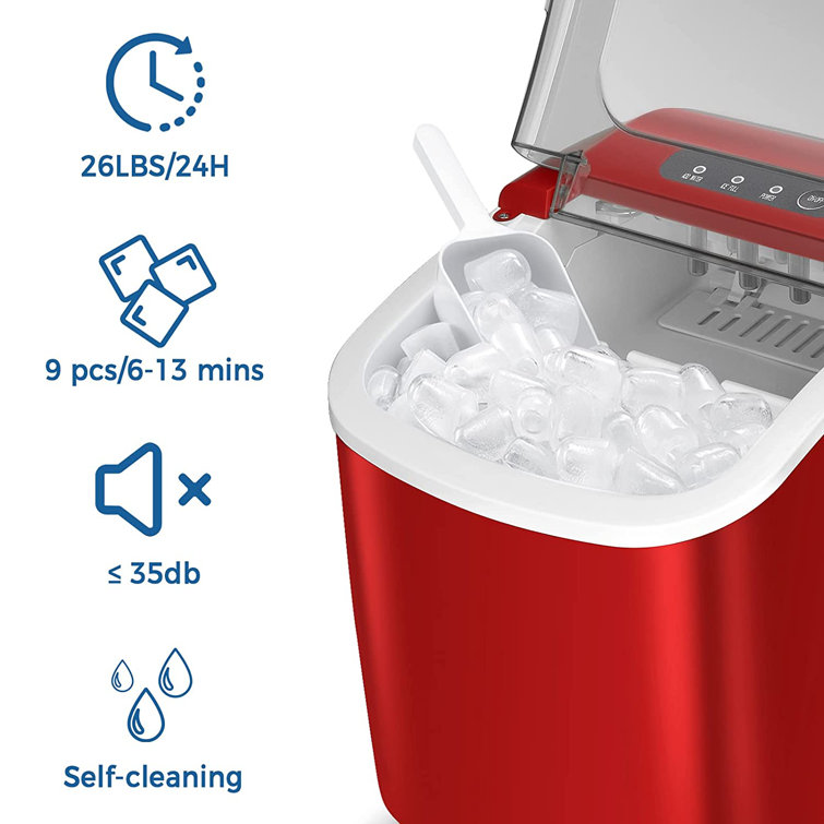 R.W.FLAME Countertop Ice Maker, Self-Cleaning Portable Ice Maker