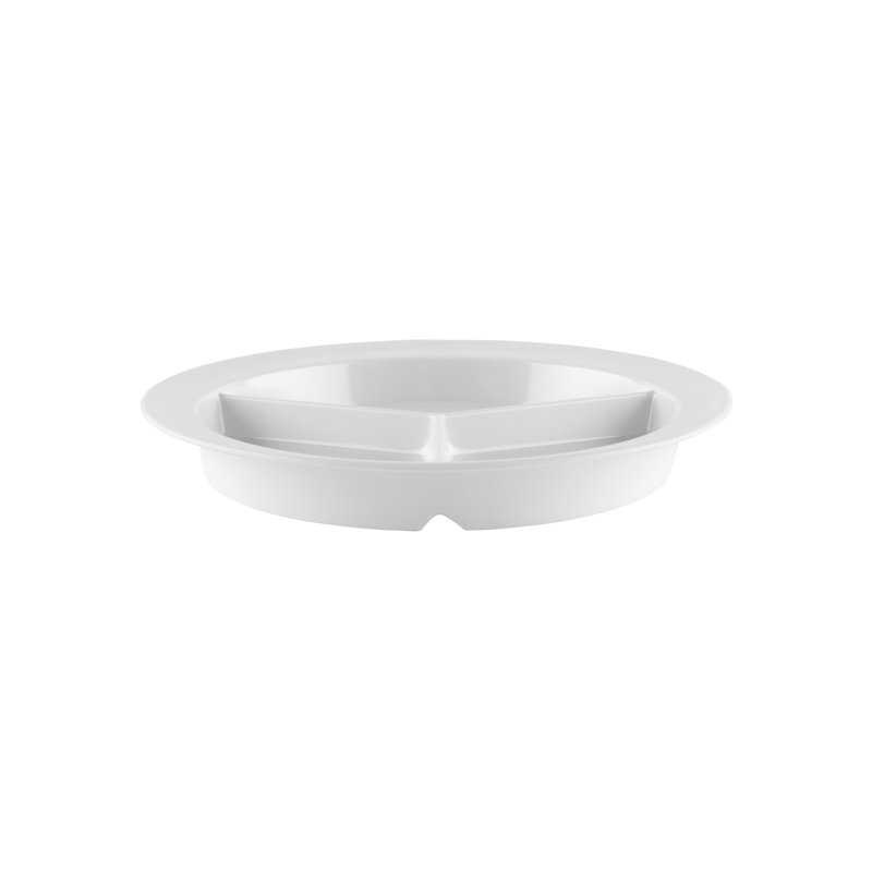 Assiette à 3 compartiments - Assiette plate en mélamine de 9 po allant au lave-vaisselle de qualité commerciale, ensemble de 4