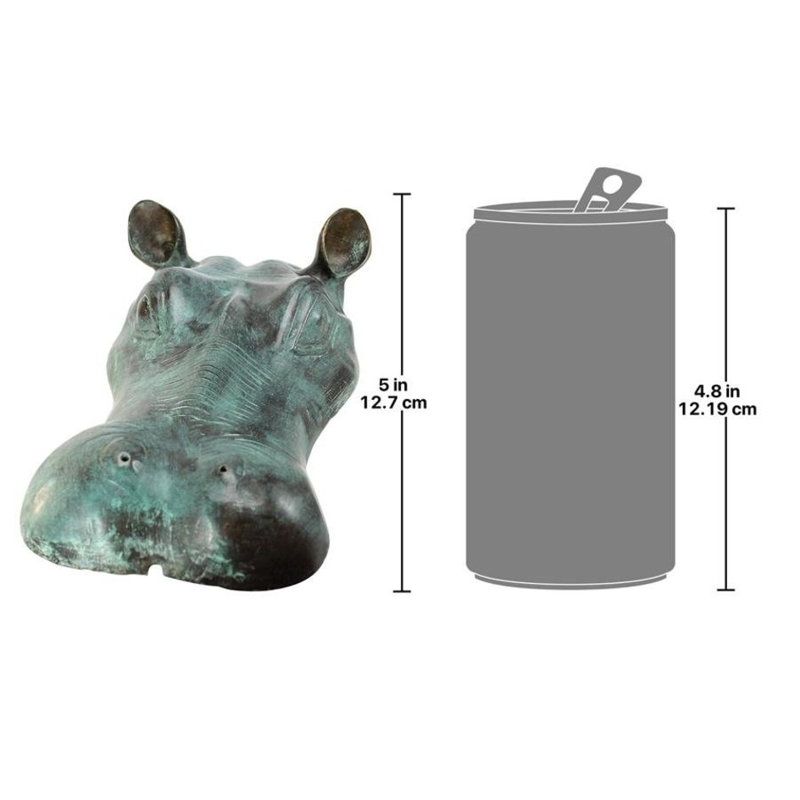 Spitting Hippo Head Cast Garden Statue