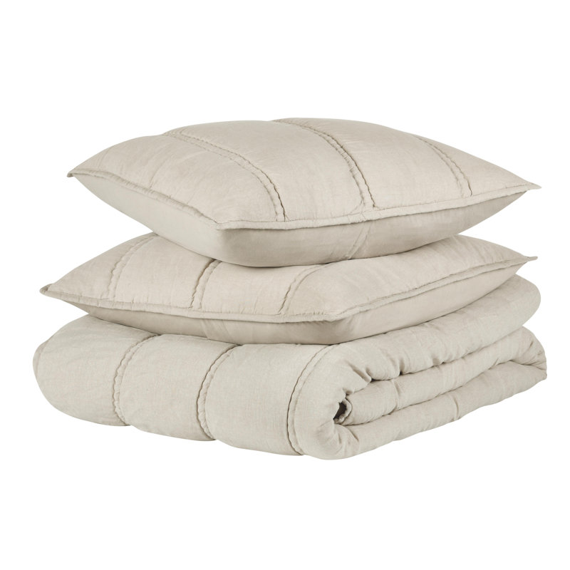 Rowen Linen Quilt Set, Taupe
