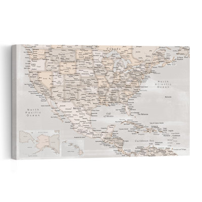 Vintage North America Map Retro Vintage Wall Art Print