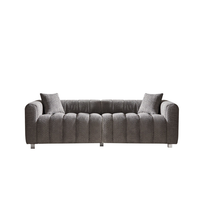 87.4'' Premium Velvet Sofa 3-Seater Loveseat, Gray