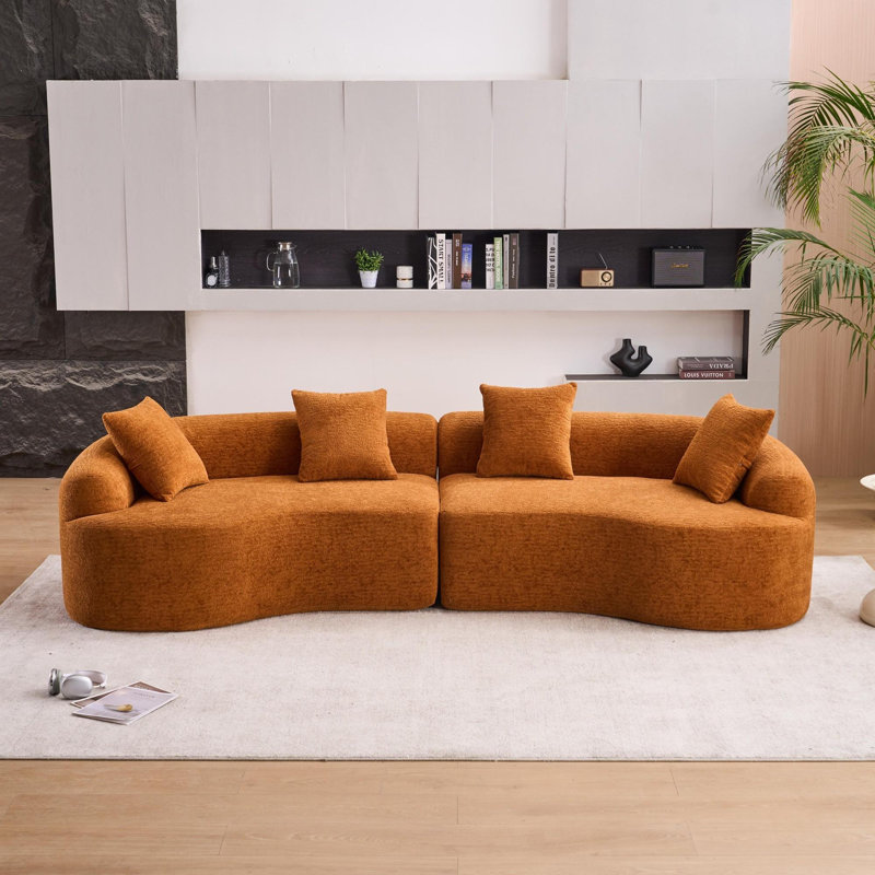 Canapé double courbé à compression en chenille, Orange