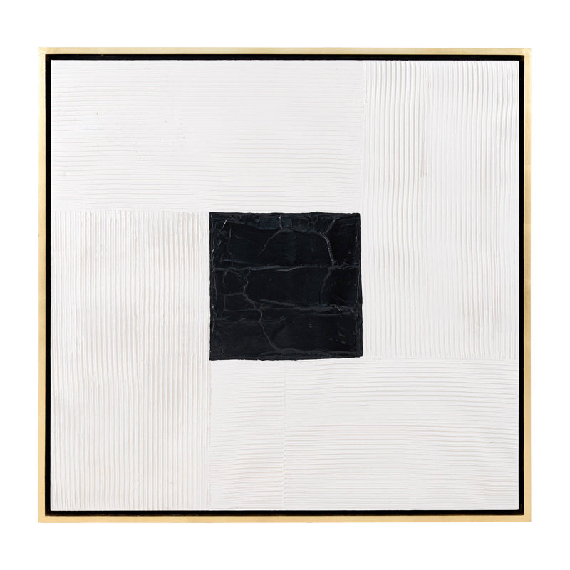 Poème accidentel peint à la main, œuvre d'art texturée contemporaine, noir, ivoire et doré, l 47 po x P 3 po x H 47 po