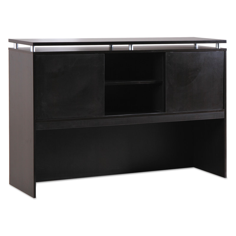 Espresso 42.5'' H Woodgrain Laminate Desk Hutch with Sliding Doors