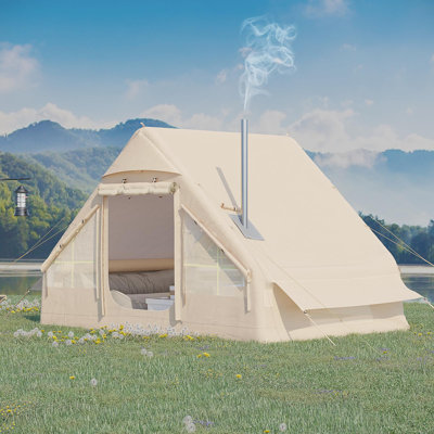 Tente gonflable pour 8 à 10 personnes, installation rapide avec pompe, prise pour poêle ignifuge, tissu Oxford 210D, évents