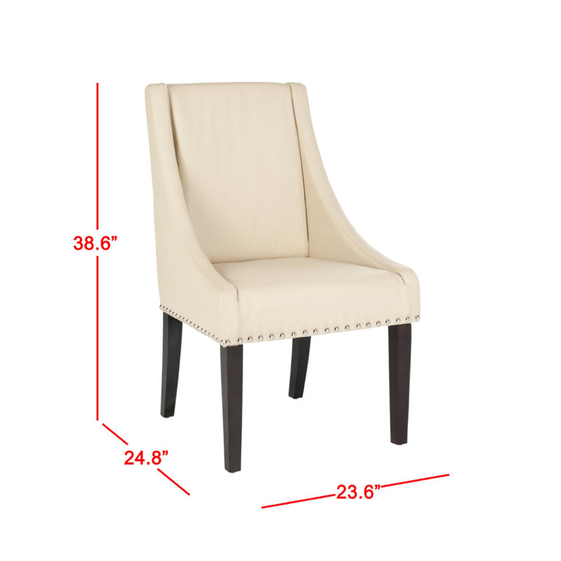 Daddario 49.02cm H Linen Upholstered Side Chair, Faux Leather - Cream